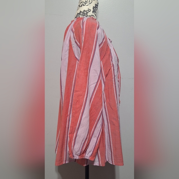 XL Old Navy Pink and Red Striped Blouse - Picture 3 of 6